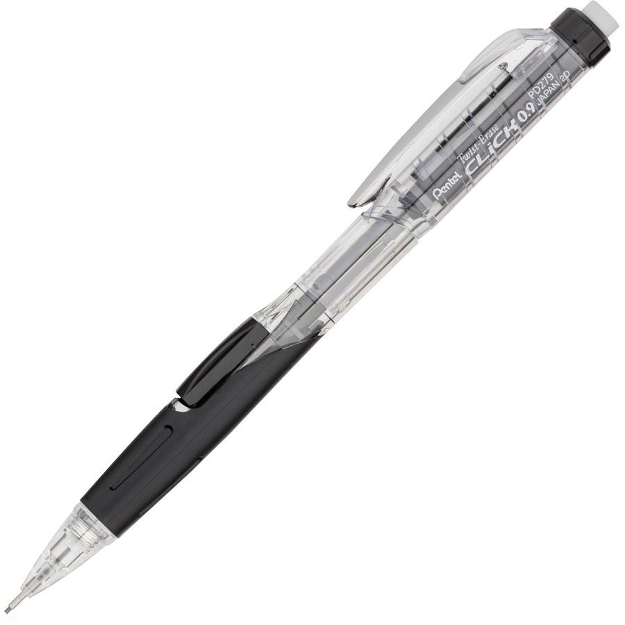 Pentel .9mm Twist-Erase Click Mechanical Pencil - #2 Lead - 0.9 mm Lead  Diameter - Refillable - Transparent, Black Barrel - 1 Each - ICC Business  Products