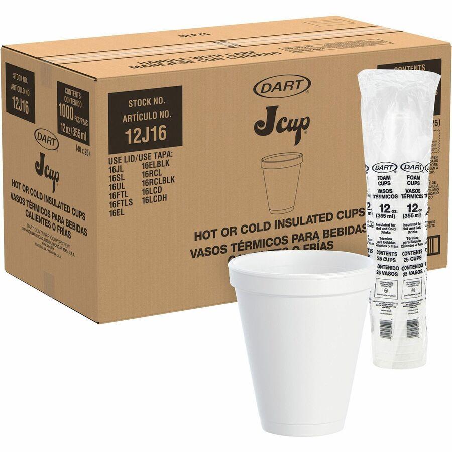 Genuine Joe Foam Hot, Cold Drink Cups, 12 fl oz, 1000 per Carton, GJO58552