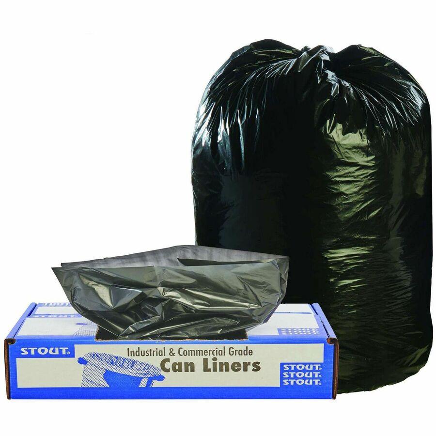 55-60 Gallon 6.0 MIL Black Heavy Duty Trash Bags - 39 x 58