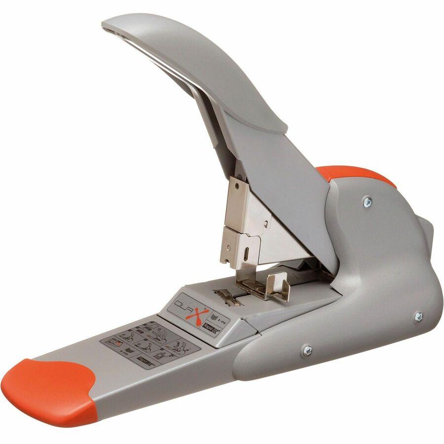 Rapid DUAX Heavy Duty Stapler - 170 Sheets Capacity - 400 Staple Capacity - Flat Clinch Stapling - Silver, Orange Rapid DUAX Heavy Duty Stapler - 170 Sheets Capacity - 400 Staple Capacity - Flat Clinch Stapling - Silver, Orange