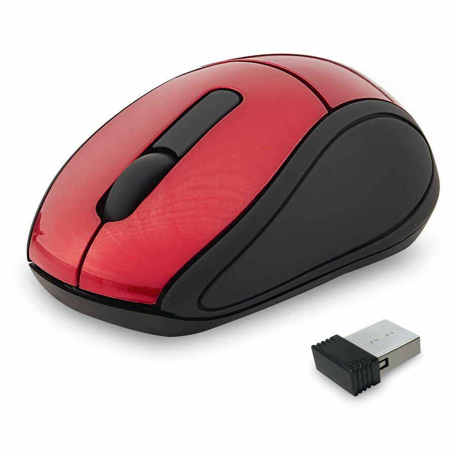 Verbatim Wireless Mini Travel Optical Mouse - Red - Radio VER97540