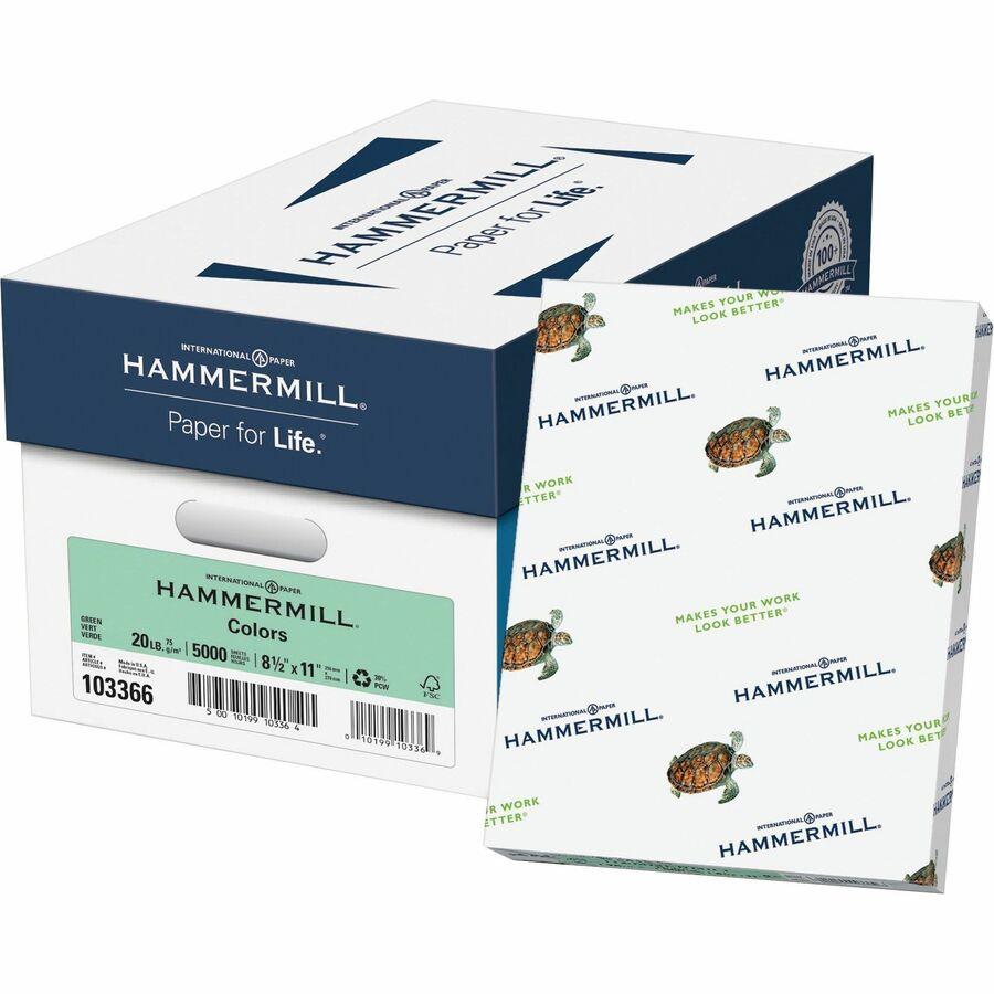 Hammermill Colors Recycled Copy Paper - Green - Letter HAM103366