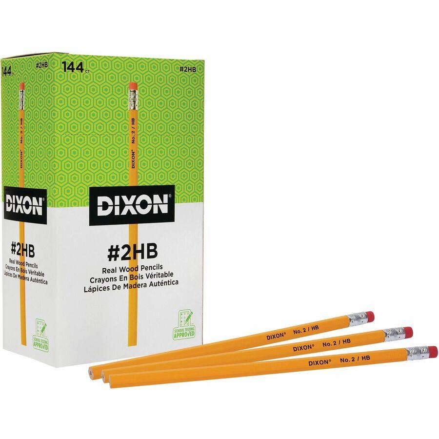 Dixon Woodcase No.2 Eraser Pencils - #2 Lead - Black Lead - Yellow