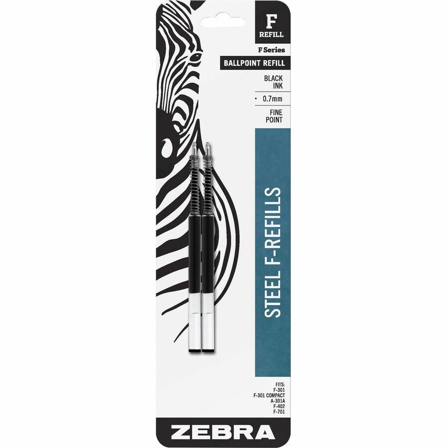 Zebra F-301 Stainless Steel Ballpoint Pen - 0.7 mm - Black Ink