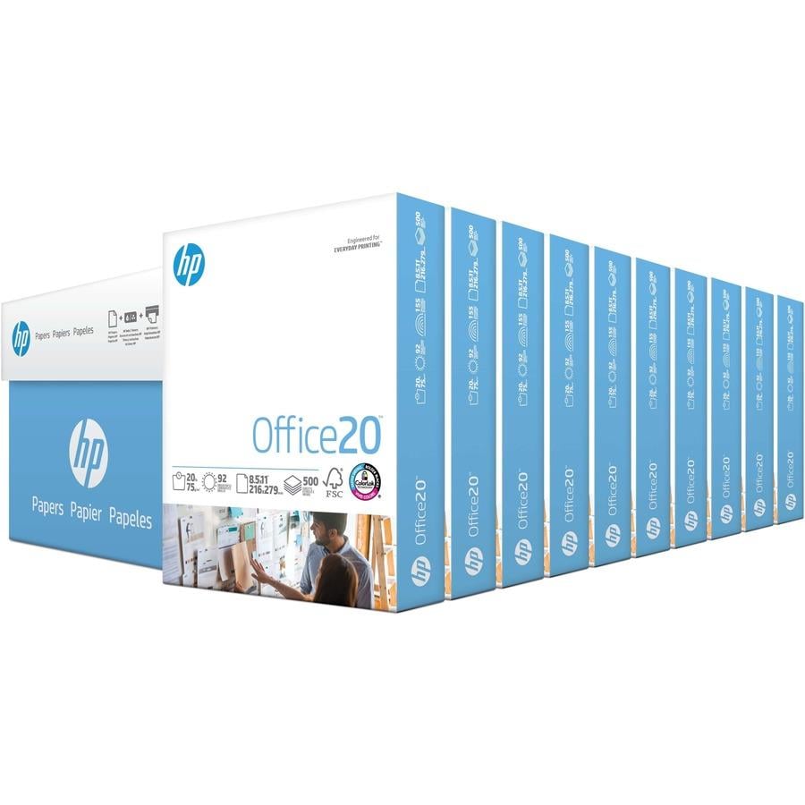 HP Papers Office20 8.5x11 Inkjet Copy & Multipurpose Paper - White - 92  Brightness - Letter - 8 1/2 x 11 - 20 lb Basis Weight - FSC - ICC  Business Products