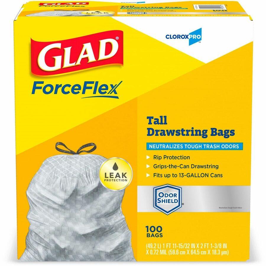 CloroxPro Glad ForceFlex Tall Drawstring Trash Bag, CLO70427, 28