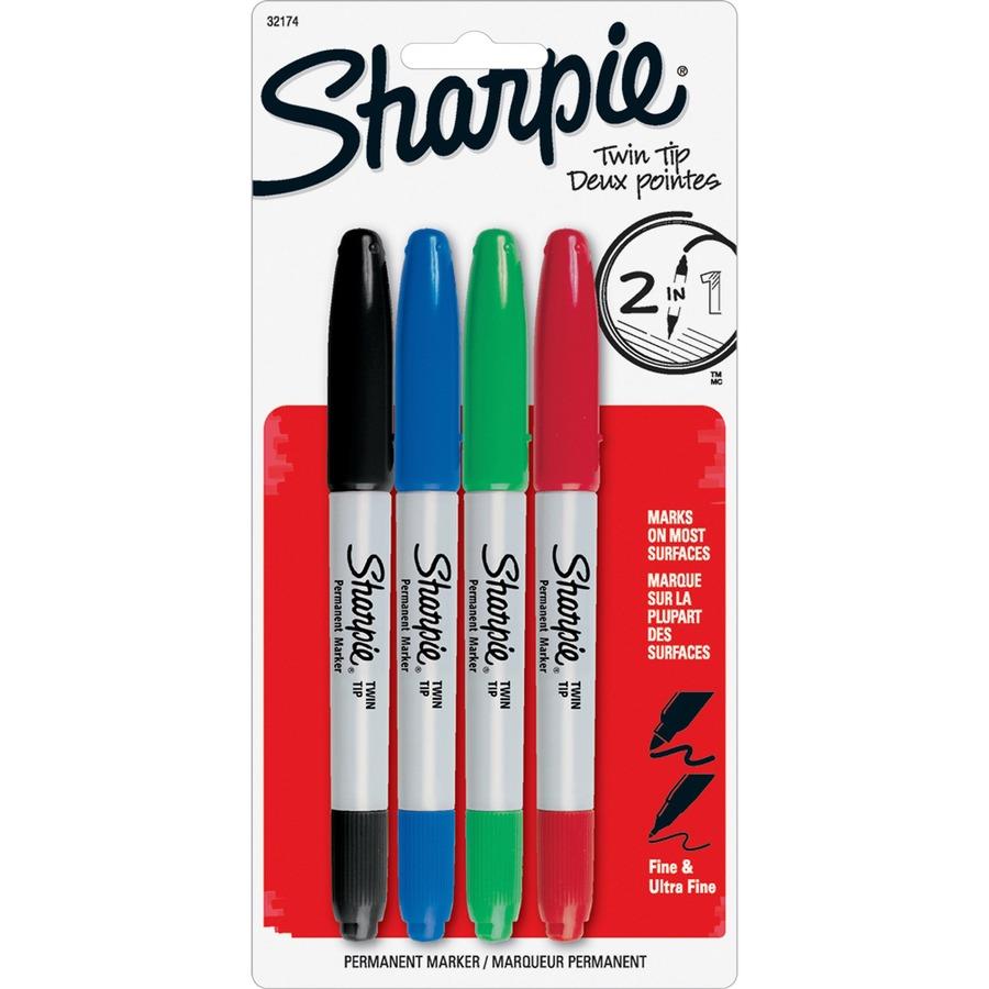 Sharpie Twin Tip Permant Maker - Ultra Fine, Fine Marker Point - 1 mm, 0.3 mm Marker Point Size - Black, Red, Blue, Green Alcohol Based Ink - 4 / Set Sharpie Twin Tip Permant Maker - Ultra Fine, Fine Marker Point - 1 mm, 0.3 mm Marker Point Size - Black, Red, Blue, Green Alcohol Based Ink - 4 / Set