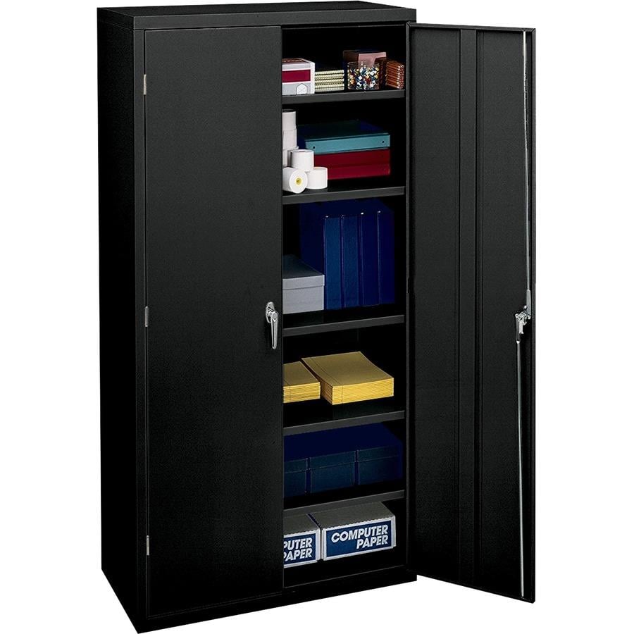 Black Locking Metal Storage Cabinet with 4-Adjustable Shelves