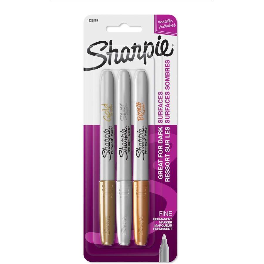 Sharpie Permanent Marker, Fine Point, Assorted Metallic - 3 markers