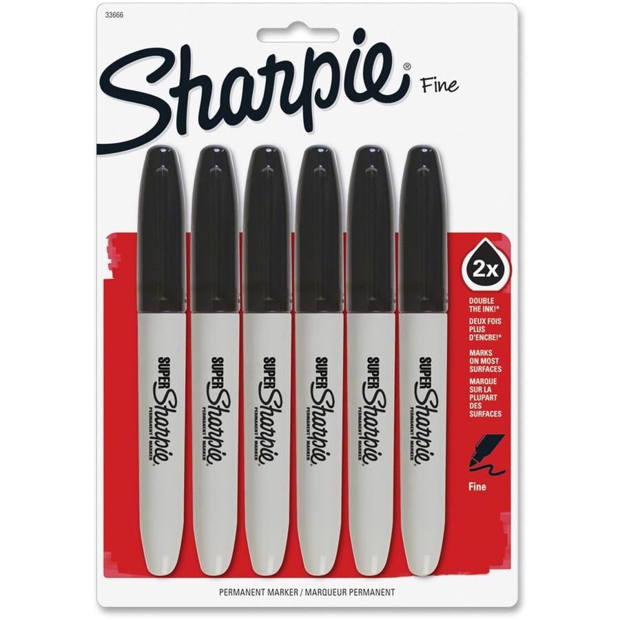 Sharpie Permanent Marker, Fine Point, Black - 5 markers