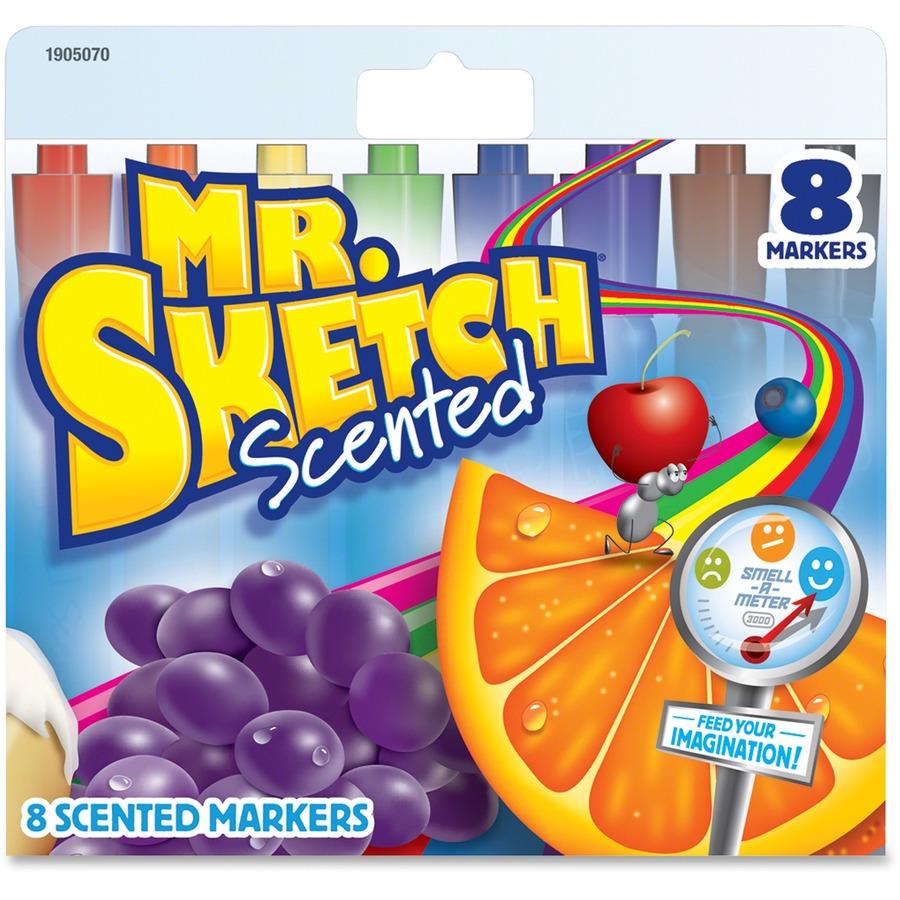 Mr. Sketch Scented Watercolor Markers - Bevel, Chisel Marker Point Style -  Assorted - 12 / Set