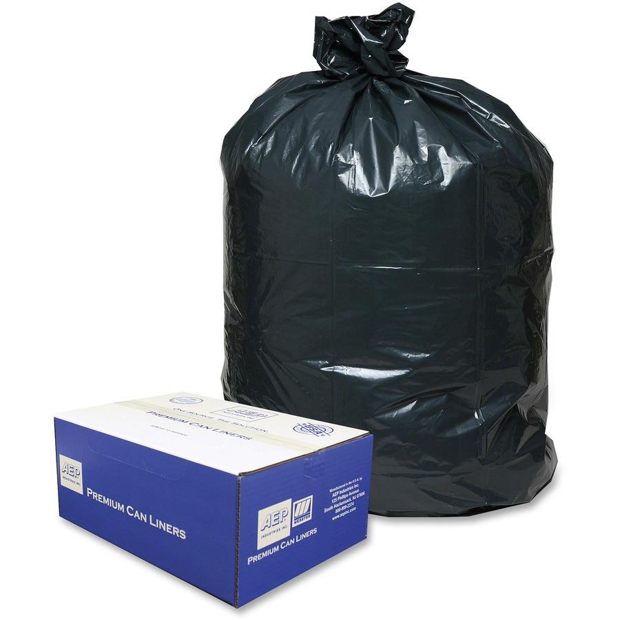 Earthsense Linear Low Density Recycled Can Liners, 60 gal, 1.25 mil, 38 x 58, Black, 100/Carton