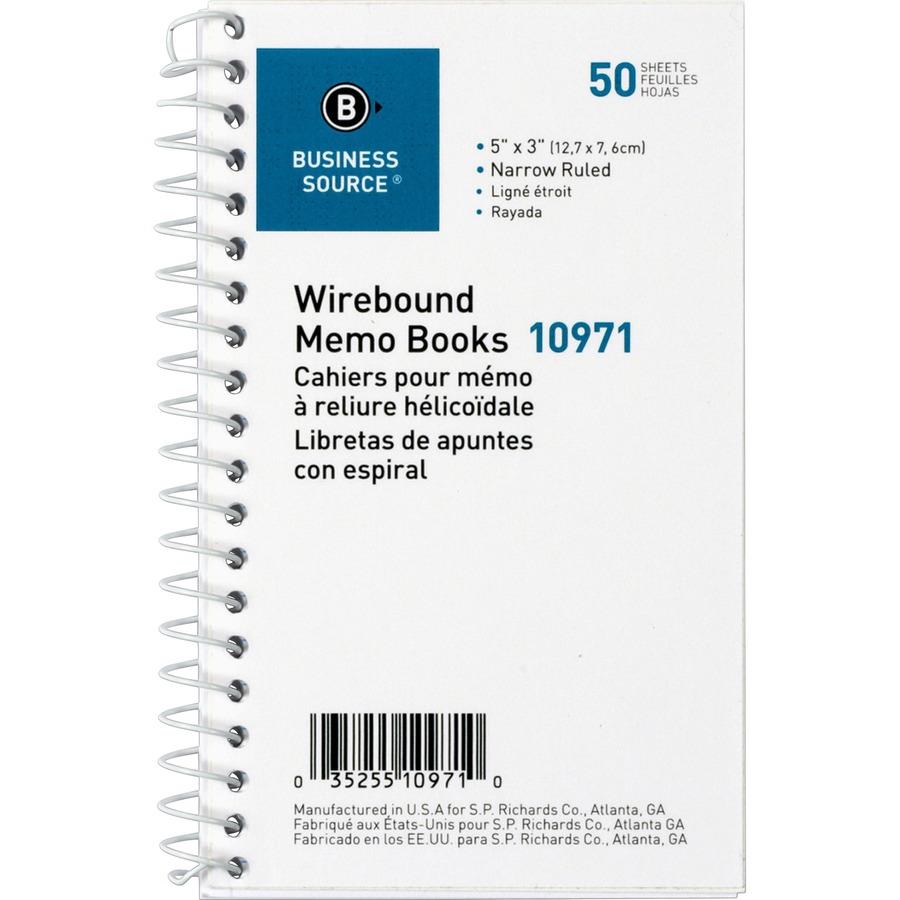 Business Source Side Wirebound Ruled Memo Book 50 Sheet(s) Wire Bound  3