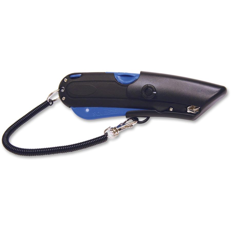 Safety Knife Box Cutter with Self-Retracting Blade, Includes Holster &  Lanyard