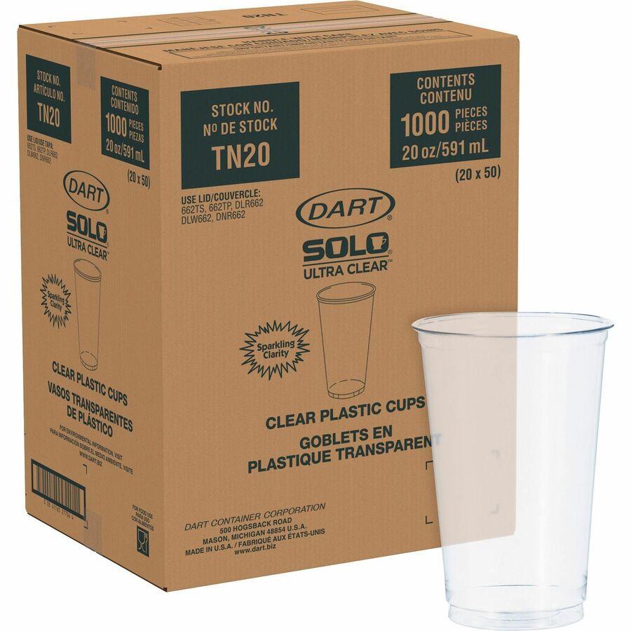 50 Pack] 32 oz Clear Plastic Cups with Flat Lids, Disposable Iced