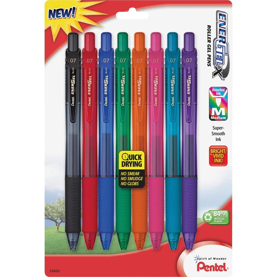 8 New Color Set Pentel Energel RTX Retractable Gel Roller Ball Pen 0.7mm 