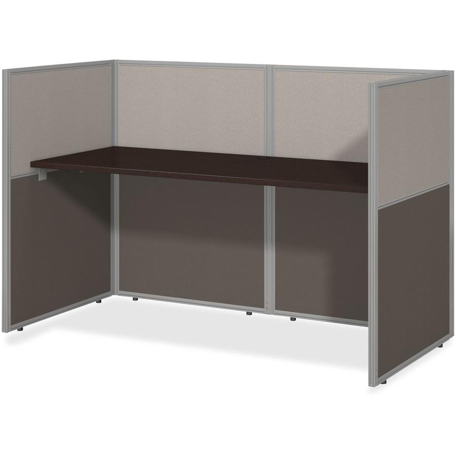 Bush Business Furniture Easy Office 60W L Desk Open Office with 3 Drawer Mobile Pedestal - For - Table TopMocha Cherry L-shaped, Thermofused Laminate (TFL) Top - Pedestal Base - 3 Drawers x 1