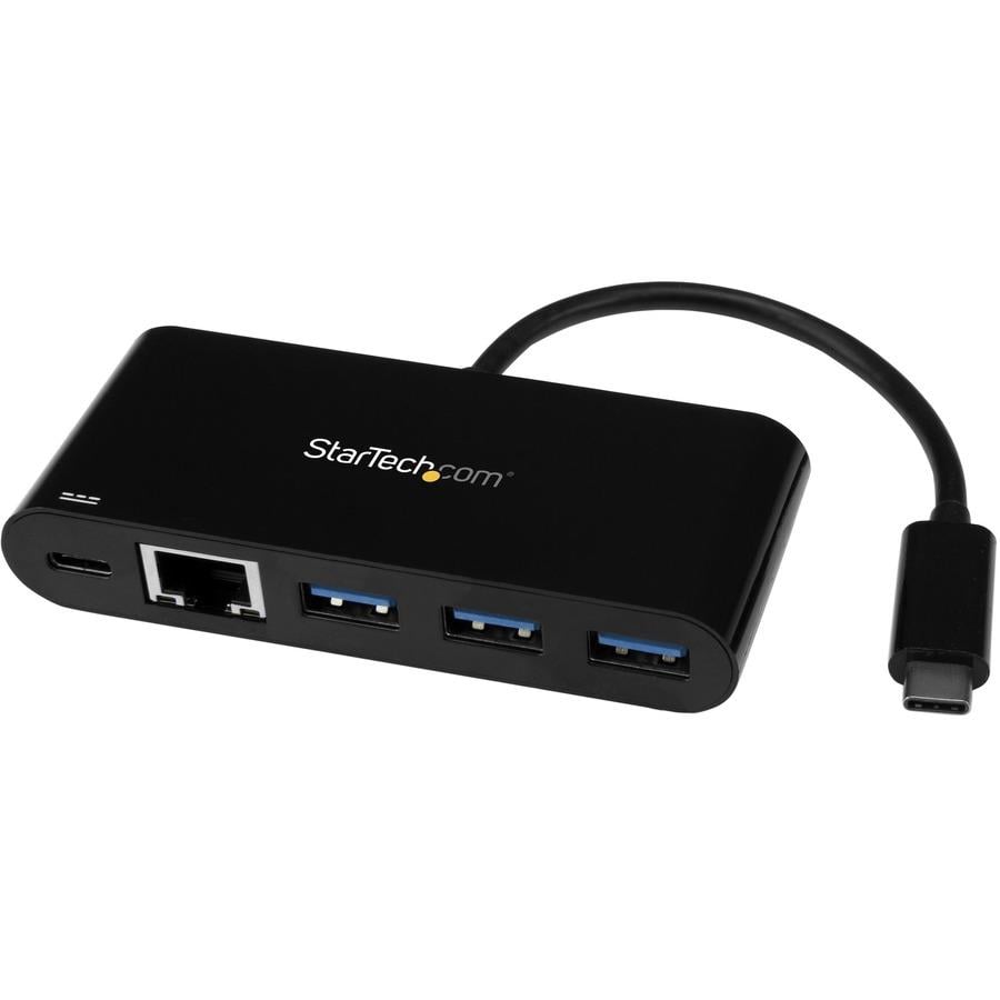 StarTech.com USB-C to Ethernet Adapter with 3-Port USB 3.0 Hub and Power  Delivery - USB-C GbE Network Adapter + USB Hub w/ 3 USB-A Ports - Connect  to a GbE network and