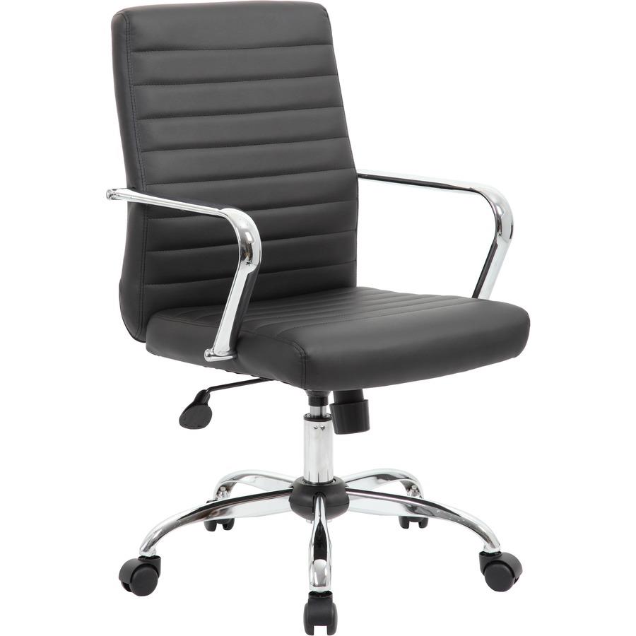 Lorell Classroom Adjustable Height Padded Mobile Task Chair Black