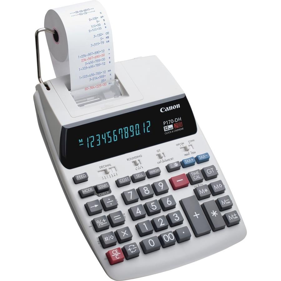 Canon P170-DH-3 Printing Calculators Calendar, Clock, Item Count, Sign  Change, Compact 12 Digits 3