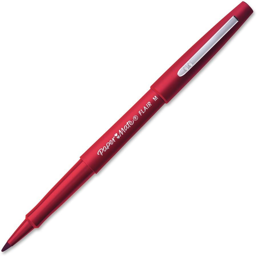 Paper Mate Flair Felt Tip Pens, Medium Point (0.7mm), Red, 4 Count 