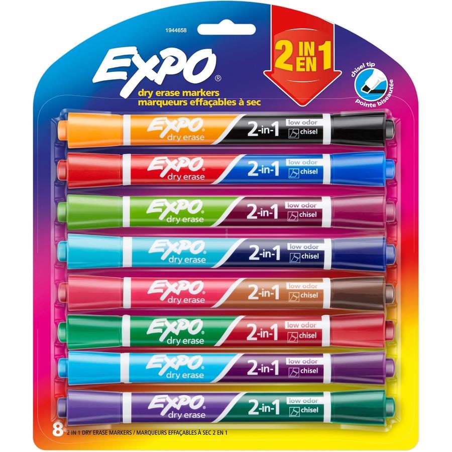 EXPO Low Odor Dry Erase Markers, Chisel Tip, Assorted Colors, 16 Pack