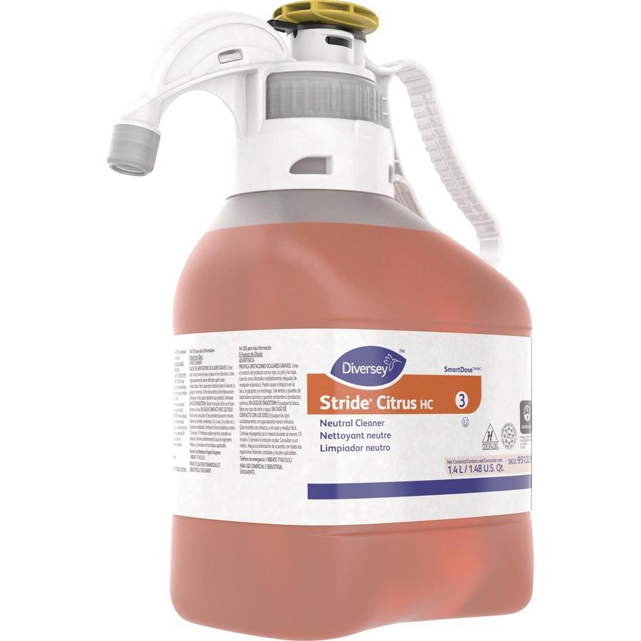 Diversey Stride Citrus Neutral Cleaner - Concentrate - 128 fl oz (4 quart) - Citrus Scent - 4 / Carton - pH Neutral, Non Alkaline, Low Foaming, Rinse-free, Film-free, Kosher - Orange Diversey Stride Citrus Neutral Cleaner - Concentrate - 128 fl oz (4 quart) - Citrus Scent - 4 / Carton - pH Neutral, Non Alkaline, Low Foaming, Rinse-free, Film-free, Kosher - Orange