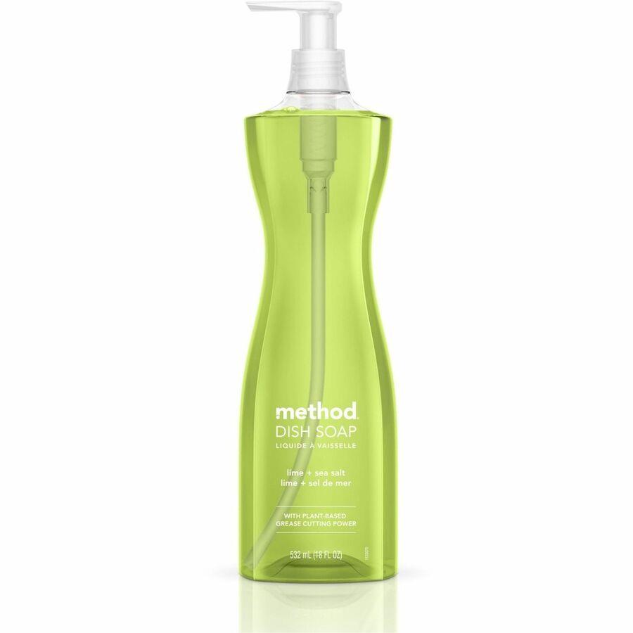 Method Dish Soap - 18 fl oz (0.6 quart) - Lime + Seasalt Scent - 6 / Carton - Light Willow Green