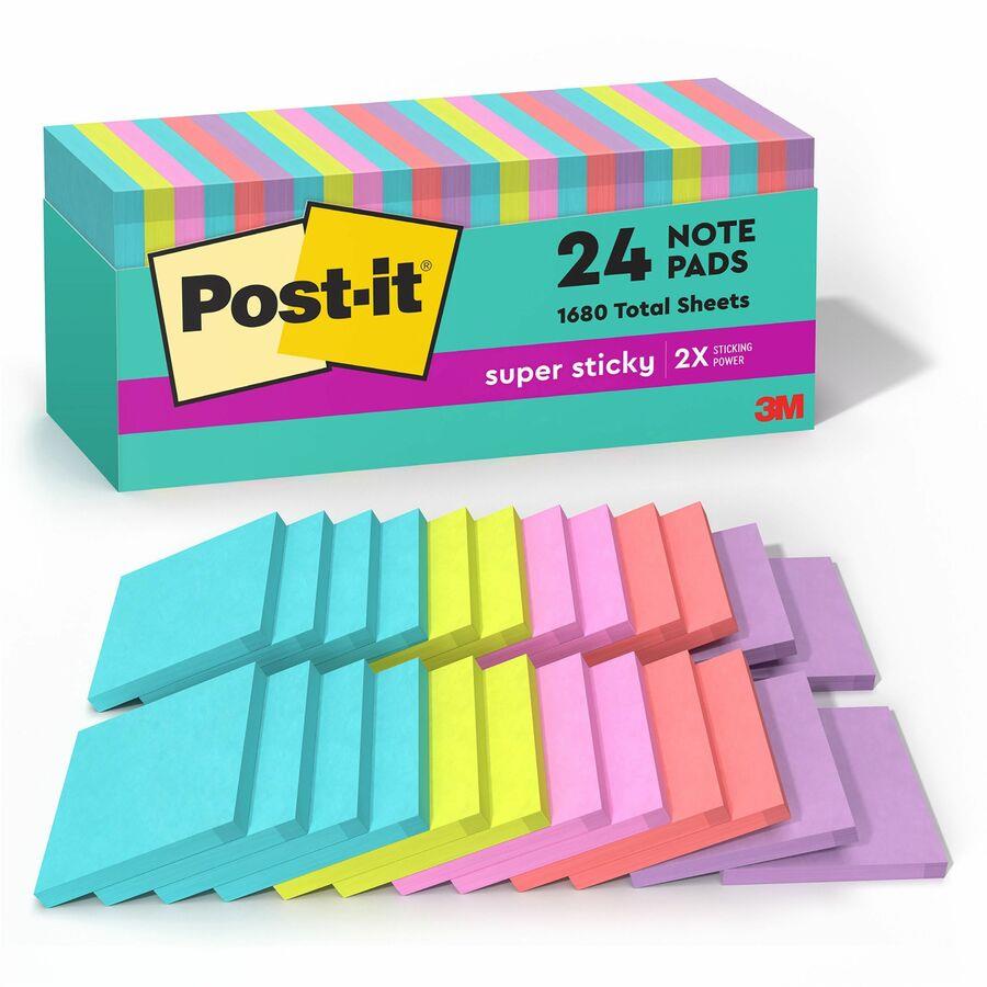 Post-it Color Notes, 1-1/2 x 2, Four Pastel Colors, 12 100-Sheet Pads/pack