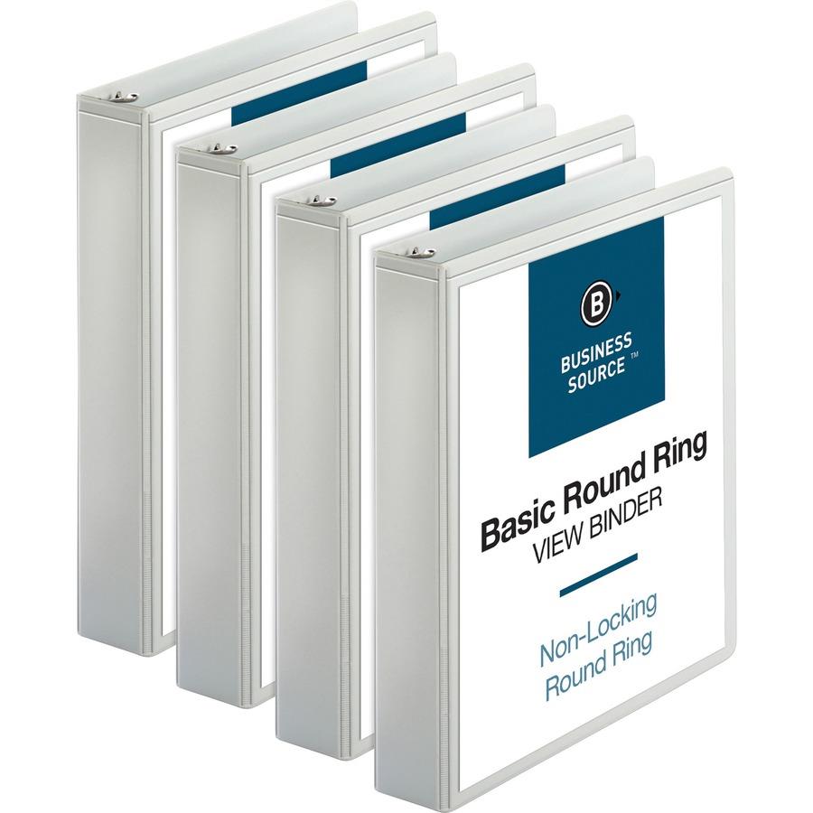 Business Source Round Ring View Binder - 1 1/2 Binder Capacity - Letter - 8  1/2 x 11 Sheet Size - 350 Sheet Capacity - Round Ring Fastener(s) - 2  Internal Pocket(s) 