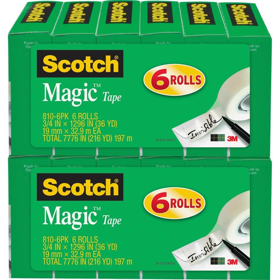 Scotch 3/4W Magic Tape - 27.78 yd Length x 0.75 Width - 1 Core - 24 /  Pack - Matte Clear - ICC Business Products