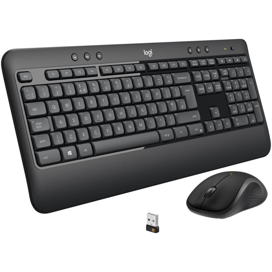 Logitech MK540 Wireless Keyboard Mouse Combo - USB Wireless RF Keyboard -  Black - USB Wireless RF Mouse - Optical - 1000 dpi - 3 Button - Scroll  Wheel - QWERTY 