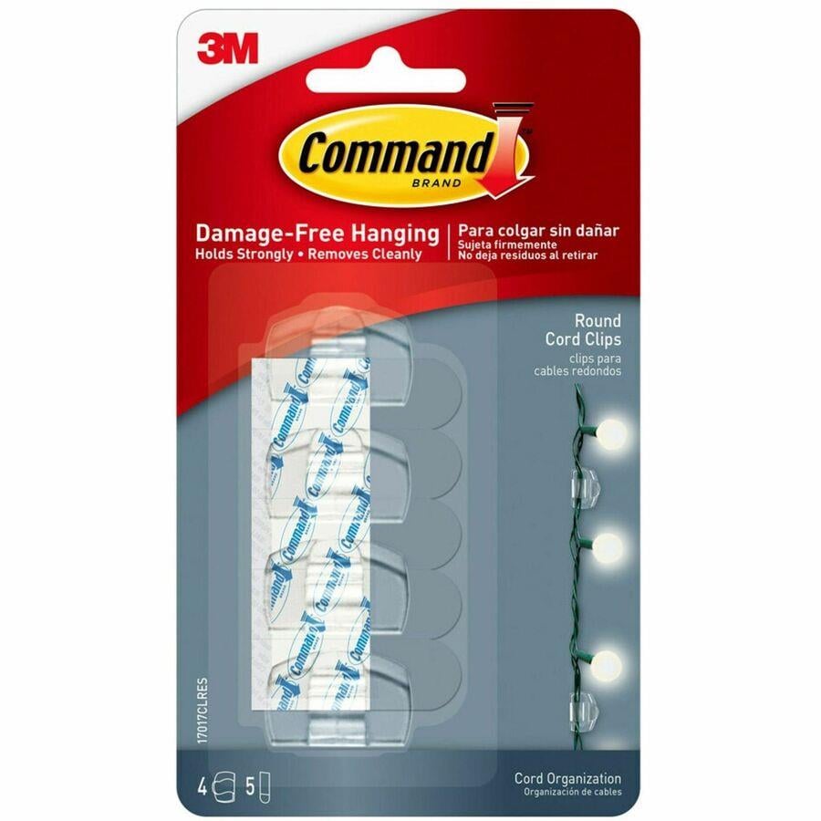 3M Command Damage Free Cord Clips Small Clear Pack Of 4 - Office Depot