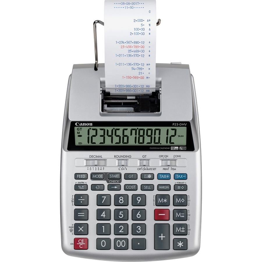 Canon P23-DHV-3 12-digit Printing Calculator Clock, Calendar, Decimal  Point Selector Switch, Sign Change 2.2