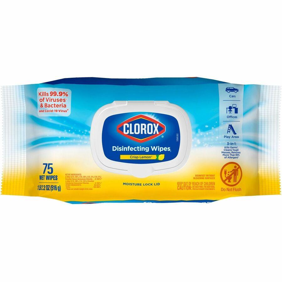 Clorox Crisp Lemon Disinfecting Cleaning Wipes Tub (75-Count