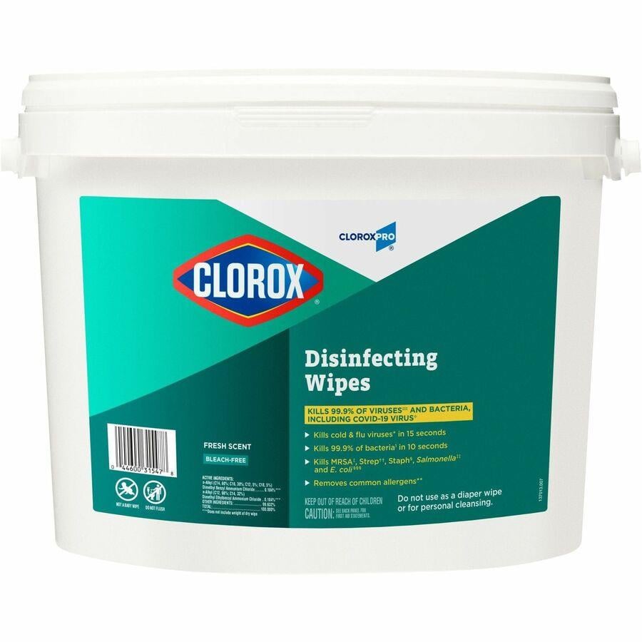CloroxPro Disinfecting Wipes - Ready-To-Use - Lemon Fresh Scent - 75 / Canister - 480 / Pallet - Bleach-free, Pre-moistened, Phosphorous-free, Easy Tear, Easy to Use, Antibacterial - Yellow