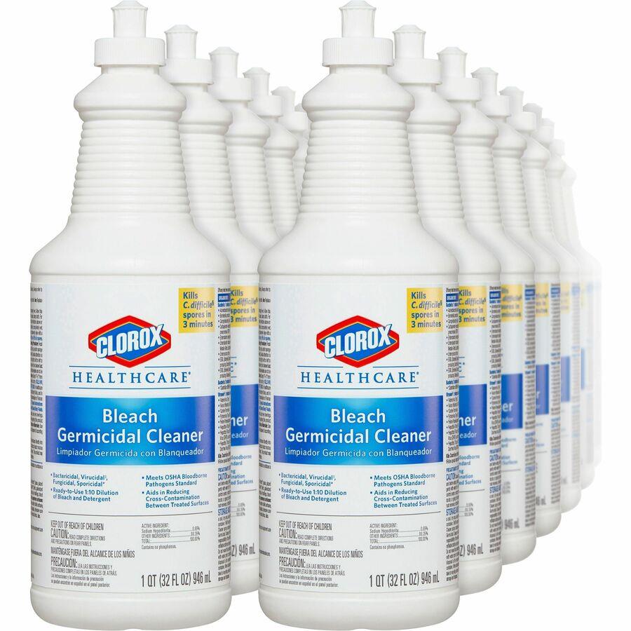 Clorox Healthcare 68832 Bleach Germicidal Disinfectant Cleaner 32 Fl Oz  Pull-Top, Liquid, (6 per Case)