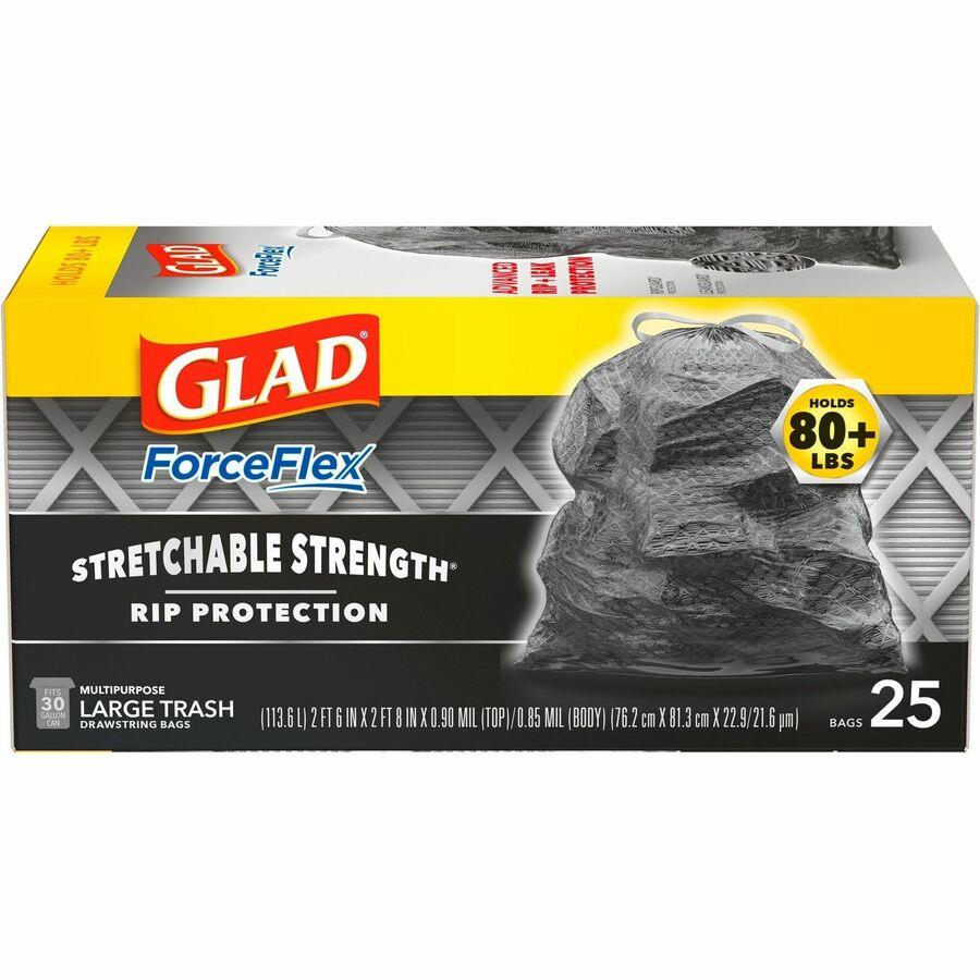 Glad ForceFlex Tall Kitchen Drawstring Trash Bags - 13 gal - 0.78 mil (20  Micron) Thickness - White - 80/Box - 80 Per Box - Garbage, Office, Kitchen  - ICC Business Products