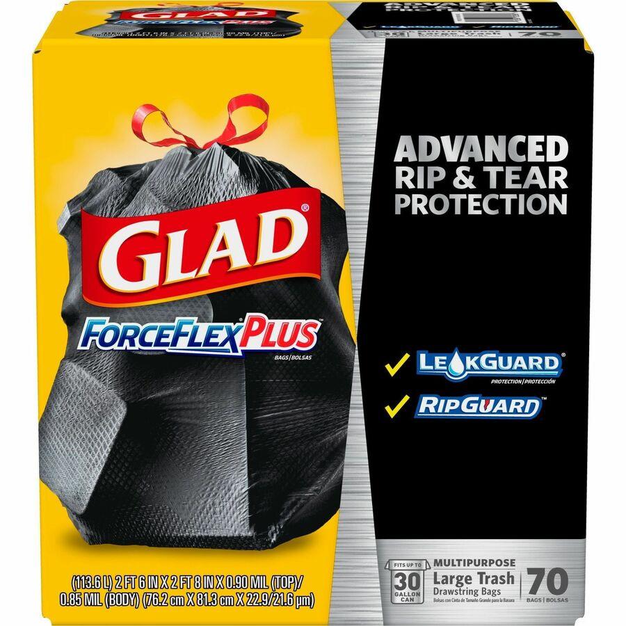 Glad Large Drawstring Trash Bags - Large Size - 30 gal Capacity - 30