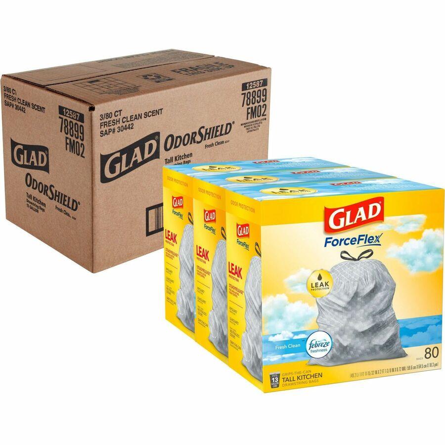 Glad Tall Kitchen Bags, Clear Drawstring, 13 Gal - 45 bags