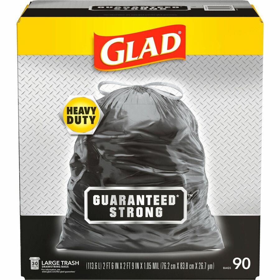 Glad Large Drawstring Trash Bags - Large Size - 30 gal CLO78952PL, CLO  78952PL - Office Supply Hut