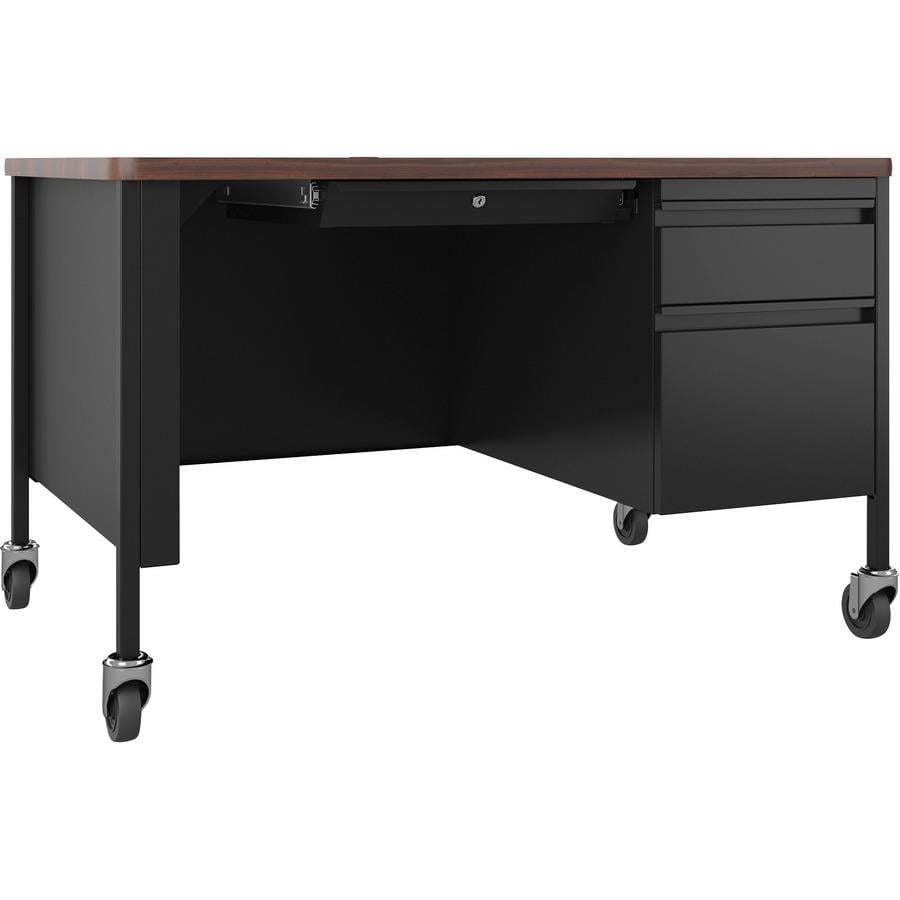 Lorell laminate computer desk on sale with upper shelf