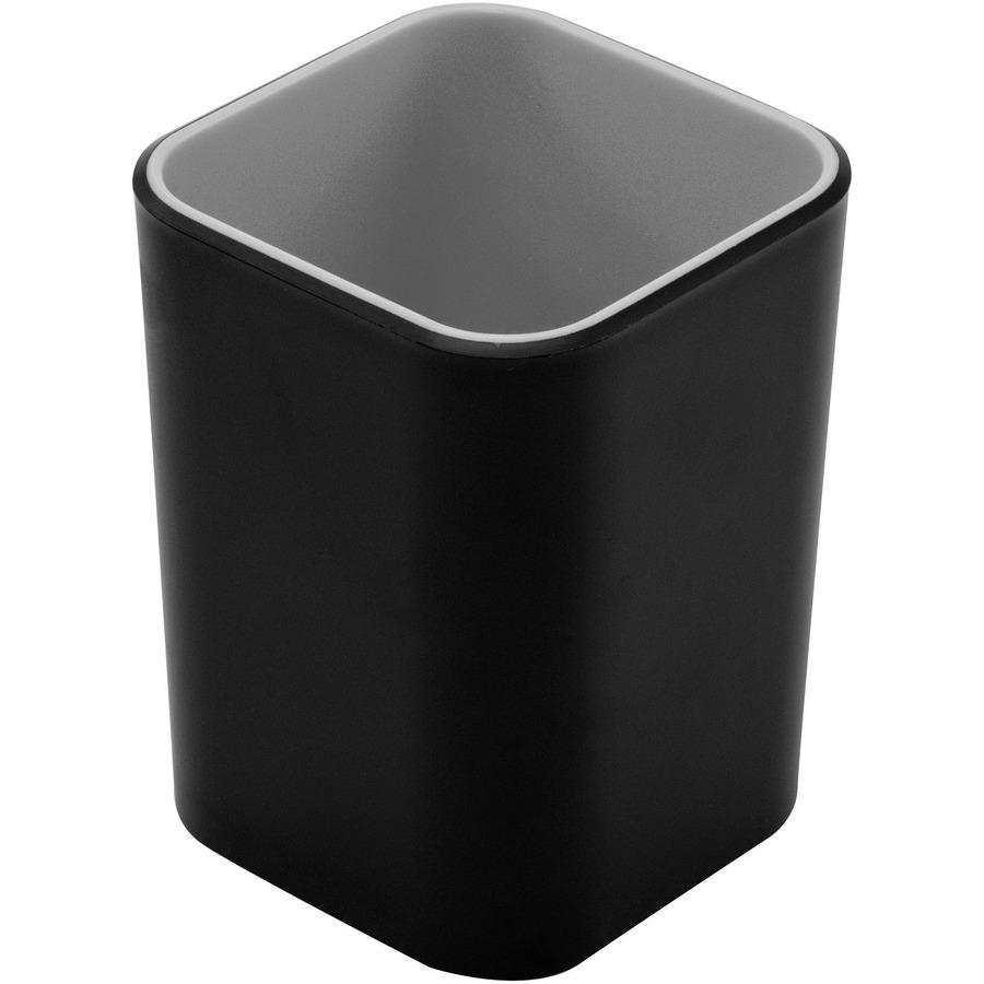 Advantus Fusion Pencil Cup - 4 x 2.8 x 2.8 x - Polystyrene - 1 Each -  Black, Gray - ICC Business Products