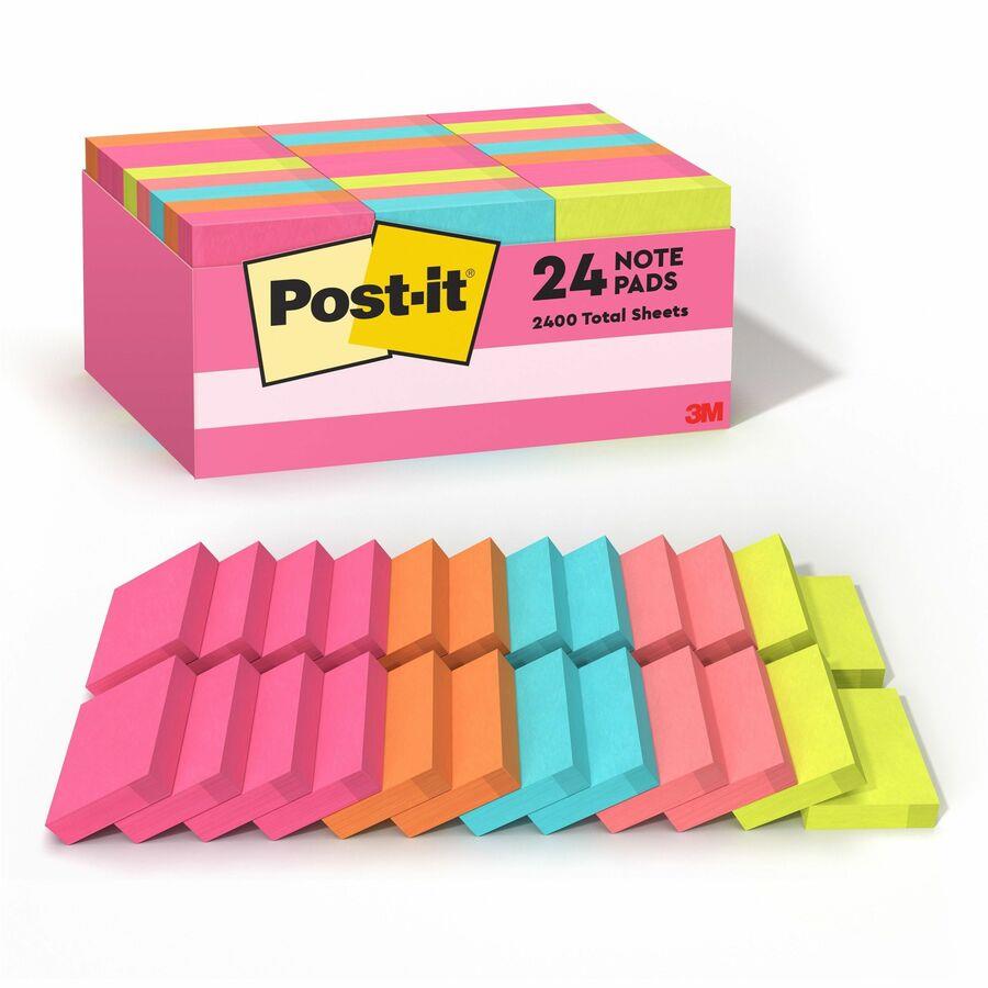 Post it Notes Page Markers 12 x 2 Electric Glow Colors 100 Per Pad