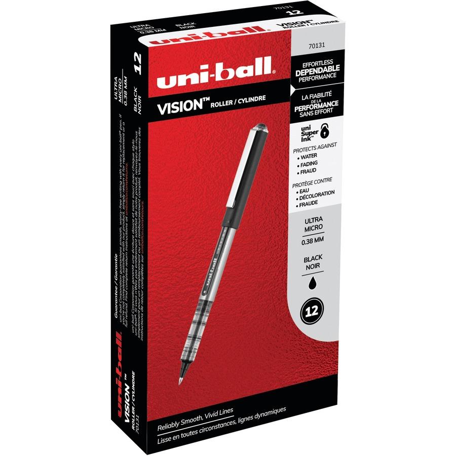 Uniball Vision Rollerball Pens, Micro Point (0.5mm), Black Ink, 12 Count 