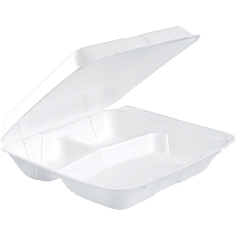 Dart Plastic Container, 3 Compartments, Hinged - 250/Case