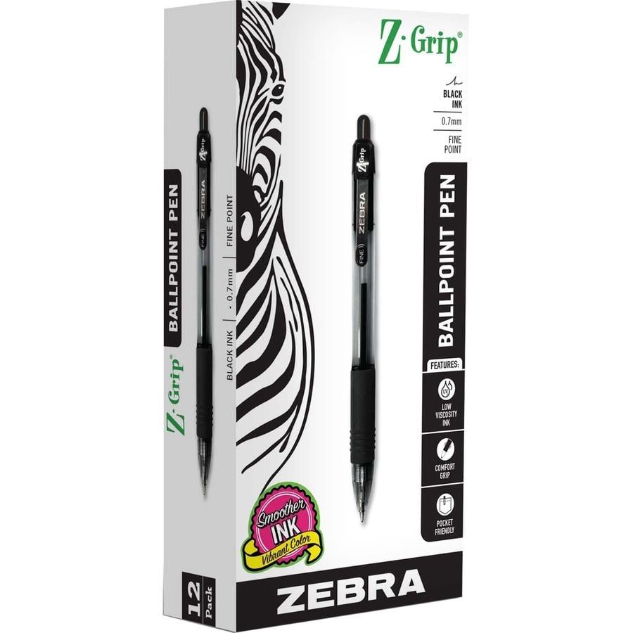 Zebra Pen Z Grip Retractable Ballpoint Pens 0.7 mm Pen Point Size  Retractable Blue 1 Dozen - Office Depot