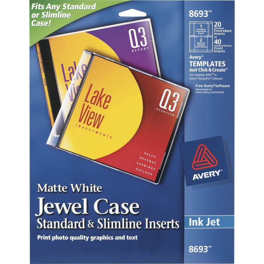 Avery Avery(R) Matte White DVD Case Inserts, 20 Inserts (8891) - Matte - 20 / Pack - Acid-free, Moisture Resistant, Water Resistant - White Avery Avery(R) Matte White DVD Case Inserts, 20 Inserts (8891) - Matte - 20 / Pack - Acid-free, Moisture Resistant, Water Resistant - White
