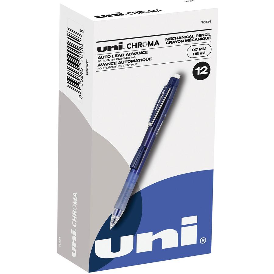 uni ball CHROMA Mechanical Pencils HB 2 Lead 0.7 mm Lead Diameter Blue Lead Cobalt Blue Barrel 12 Dozen ICC Business Products