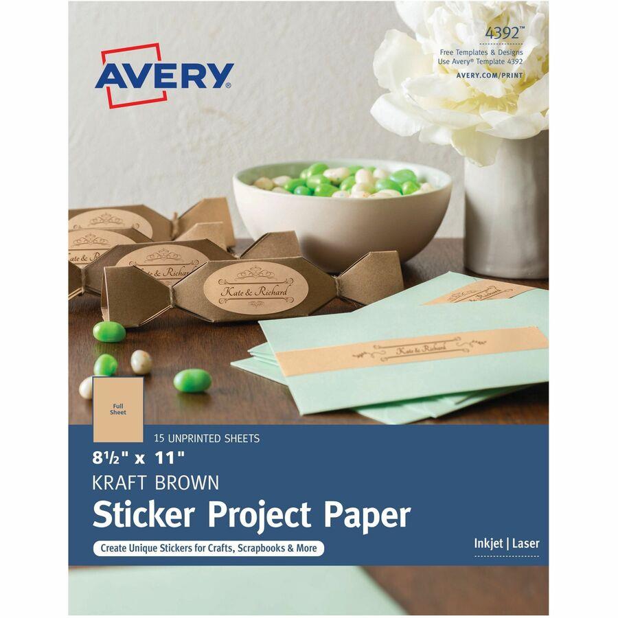 Avery Repositionable Sticker Project Paper, Matte White, 8.5 x 11